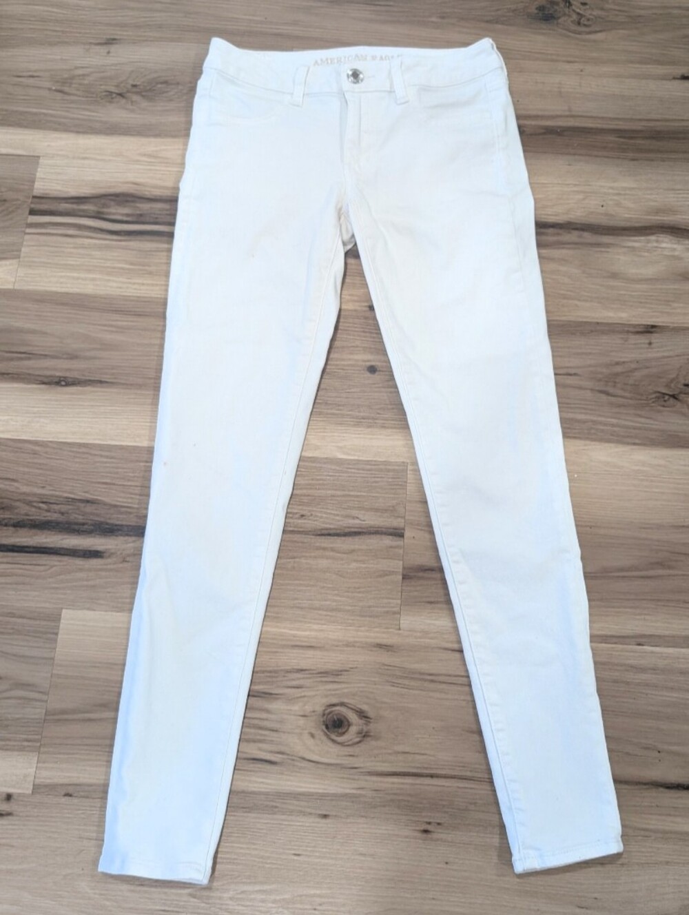 American Eagle Outfitters White Denim Skinny Super Stretch Jeans Sz 2 Like New!